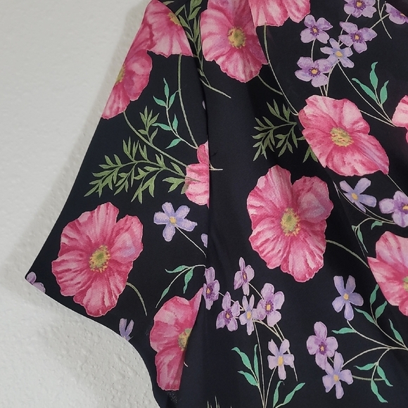 Worthington Cowl Neck Maxi Dress Size 14 Floral Short Sleeve - Picture 7 of 14